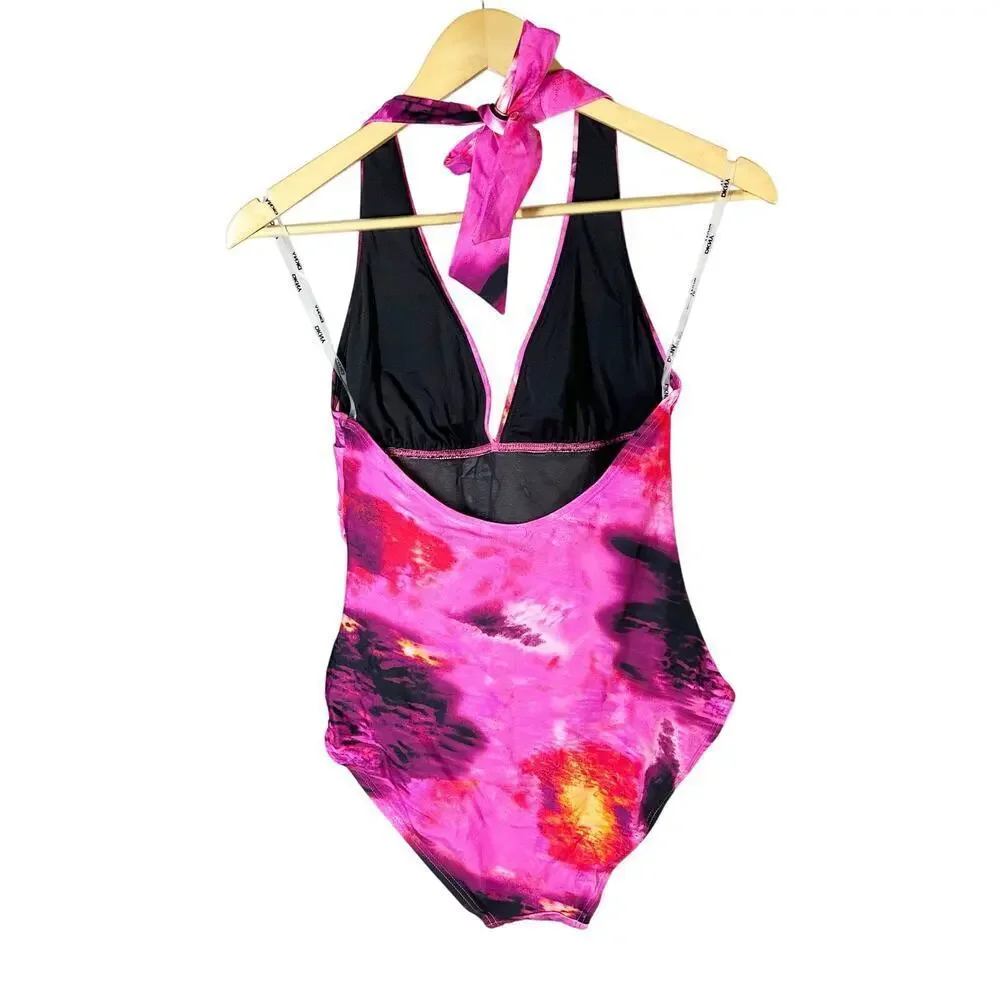 DKNY Tie-Back Halter-Style One-Piece Swimsuit Size Small - Picture 2 of 11